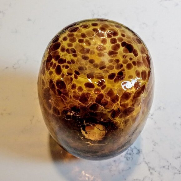 Handblown Tortoise Shell Brown Glass Vase - Picture 4 of 5